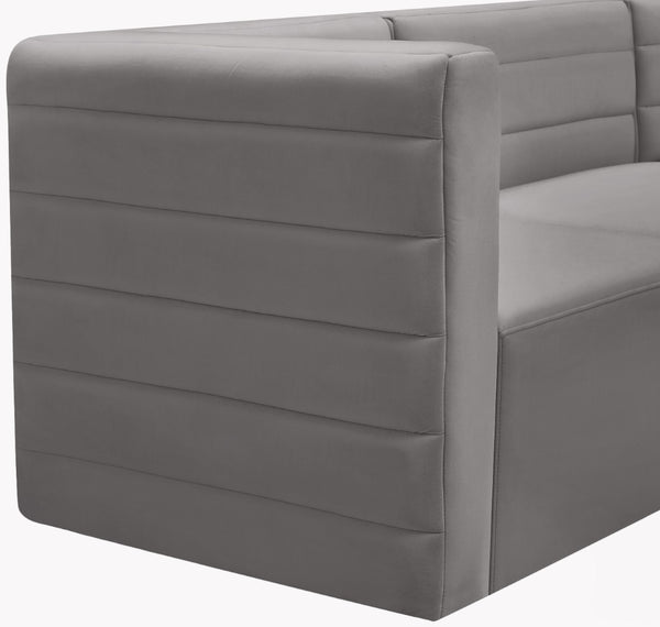 Quincy Velvet / Engineered Wood / Foam Contemporary Grey Velvet Modular Corner Chair - 31.5" W x 31.5" D x 30.5" H