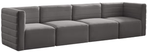 Quincy Velvet / Engineered Wood / Foam Contemporary Grey Velvet Modular Sofa - 126" W x 31.5" D x 30.5" H