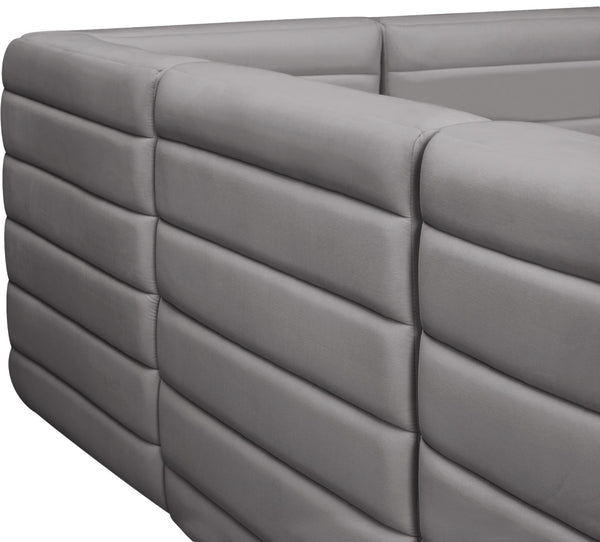 Quincy Velvet / Engineered Wood / Foam Contemporary Grey Velvet Modular Sofa - 126" W x 31.5" D x 30.5" H