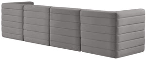 Quincy Velvet / Engineered Wood / Foam Contemporary Grey Velvet Modular Sofa - 126" W x 31.5" D x 30.5" H