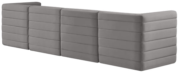 Quincy Velvet / Engineered Wood / Foam Contemporary Grey Velvet Modular Sofa - 126" W x 31.5" D x 30.5" H