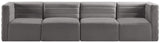 Quincy Velvet / Engineered Wood / Foam Contemporary Grey Velvet Modular Sofa - 126" W x 31.5" D x 30.5" H