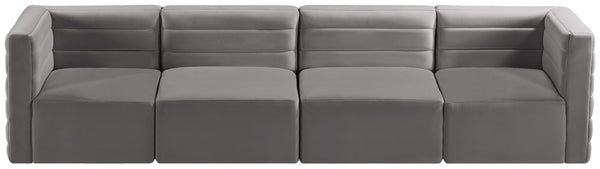 Quincy Velvet / Engineered Wood / Foam Contemporary Grey Velvet Modular Sofa - 126" W x 31.5" D x 30.5" H