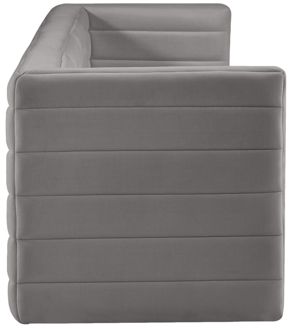 Quincy Velvet / Engineered Wood / Foam Contemporary Grey Velvet Modular Sofa - 126" W x 31.5" D x 30.5" H