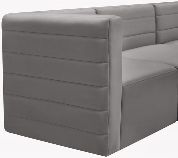 Quincy Velvet / Engineered Wood / Foam Contemporary Grey Velvet Modular Sofa - 126" W x 31.5" D x 30.5" H