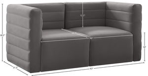 Quincy Velvet / Engineered Wood / Foam Contemporary Grey Velvet Modular Sofa - 63" W x 31.5" D x 30.5" H