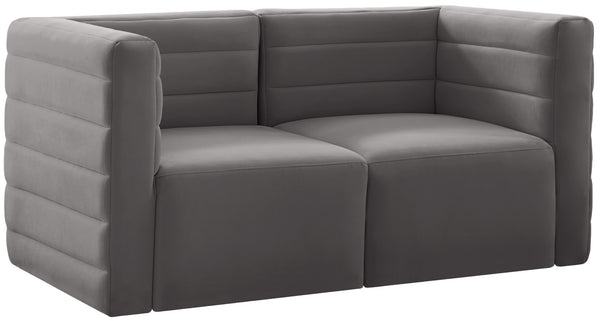 Quincy Velvet / Engineered Wood / Foam Contemporary Grey Velvet Modular Sofa - 63" W x 31.5" D x 30.5" H
