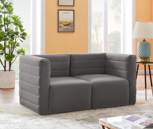 Quincy Velvet / Engineered Wood / Foam Contemporary Grey Velvet Modular Sofa - 63" W x 31.5" D x 30.5" H