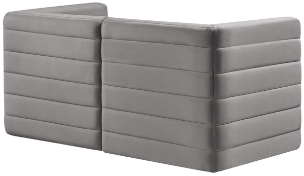 Quincy Velvet / Engineered Wood / Foam Contemporary Grey Velvet Modular Sofa - 63" W x 31.5" D x 30.5" H