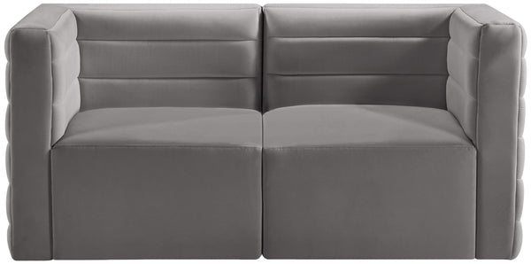 Quincy Velvet / Engineered Wood / Foam Contemporary Grey Velvet Modular Sofa - 63" W x 31.5" D x 30.5" H