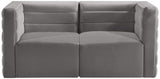 Quincy Velvet / Engineered Wood / Foam Contemporary Grey Velvet Modular Sofa - 63" W x 31.5" D x 30.5" H