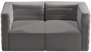 Quincy Velvet / Engineered Wood / Foam Contemporary Grey Velvet Modular Sofa - 63" W x 31.5" D x 30.5" H