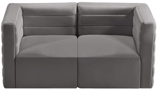 Quincy Velvet / Engineered Wood / Foam Contemporary Grey Velvet Modular Sofa - 63" W x 31.5" D x 30.5" H