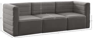 Quincy Velvet / Engineered Wood / Foam Contemporary Grey Velvet Modular Sofa - 95" W x 31.5" D x 30.5" H