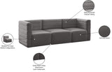 Quincy Velvet / Engineered Wood / Foam Contemporary Grey Velvet Modular Sofa - 95" W x 31.5" D x 30.5" H