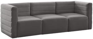 Quincy Velvet / Engineered Wood / Foam Contemporary Grey Velvet Modular Sofa - 95" W x 31.5" D x 30.5" H