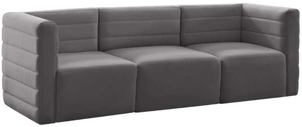 Quincy Velvet / Engineered Wood / Foam Contemporary Grey Velvet Modular Sofa - 95" W x 31.5" D x 30.5" H
