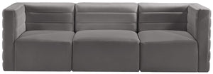 Quincy Velvet / Engineered Wood / Foam Contemporary Grey Velvet Modular Sofa - 95" W x 31.5" D x 30.5" H
