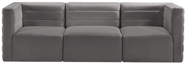 Quincy Velvet / Engineered Wood / Foam Contemporary Grey Velvet Modular Sofa - 95" W x 31.5" D x 30.5" H