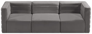 Quincy Velvet / Engineered Wood / Foam Contemporary Grey Velvet Modular Sofa - 95" W x 31.5" D x 30.5" H
