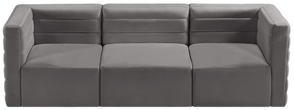 Quincy Velvet / Engineered Wood / Foam Contemporary Grey Velvet Modular Sofa - 95" W x 31.5" D x 30.5" H