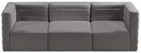 Quincy Velvet / Engineered Wood / Foam Contemporary Grey Velvet Modular Sofa - 95" W x 31.5" D x 30.5" H