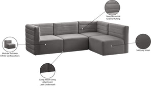 Quincy Velvet / Engineered Wood / Foam Contemporary Grey Velvet Modular Sectional - 95" W x 63" D x 30.5" H