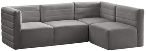 Quincy Velvet / Engineered Wood / Foam Contemporary Grey Velvet Modular Sectional - 95" W x 63" D x 30.5" H
