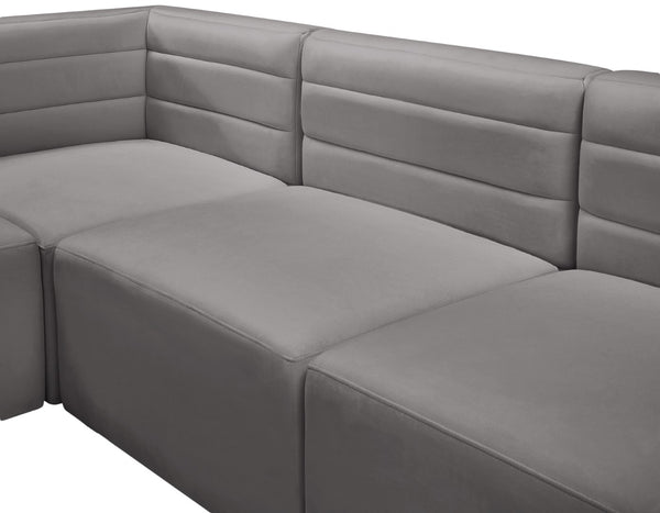 Quincy Velvet / Engineered Wood / Foam Contemporary Grey Velvet Modular Sectional - 95" W x 63" D x 30.5" H