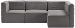 Quincy Velvet / Engineered Wood / Foam Contemporary Grey Velvet Modular Sectional - 95" W x 63" D x 30.5" H