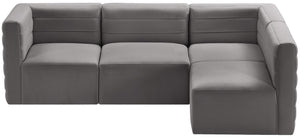 Quincy Velvet / Engineered Wood / Foam Contemporary Grey Velvet Modular Sectional - 95" W x 63" D x 30.5" H