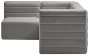 Quincy Velvet / Engineered Wood / Foam Contemporary Grey Velvet Modular Sectional - 95" W x 63" D x 30.5" H