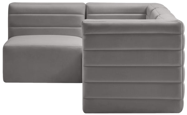 Quincy Velvet / Engineered Wood / Foam Contemporary Grey Velvet Modular Sectional - 95" W x 63" D x 30.5" H
