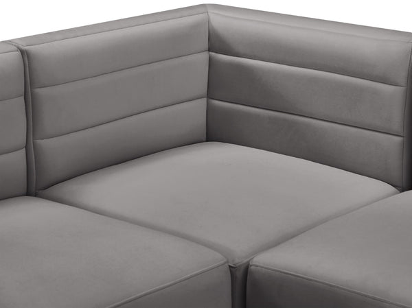 Quincy Velvet / Engineered Wood / Foam Contemporary Grey Velvet Modular Sectional - 95" W x 63" D x 30.5" H