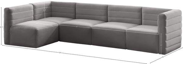Quincy Velvet / Engineered Wood / Foam Contemporary Grey Velvet Modular Sectional - 126" W x 63" D x 30.5" H