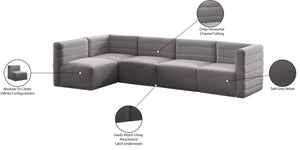 Quincy Velvet / Engineered Wood / Foam Contemporary Grey Velvet Modular Sectional - 126" W x 63" D x 30.5" H