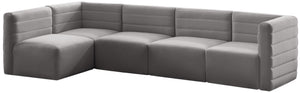 Quincy Velvet / Engineered Wood / Foam Contemporary Grey Velvet Modular Sectional - 126" W x 63" D x 30.5" H