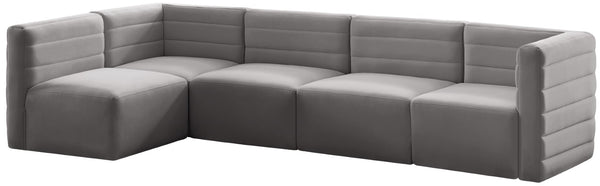 Quincy Velvet / Engineered Wood / Foam Contemporary Grey Velvet Modular Sectional - 126" W x 63" D x 30.5" H