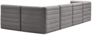 Quincy Velvet / Engineered Wood / Foam Contemporary Grey Velvet Modular Sectional - 126" W x 63" D x 30.5" H