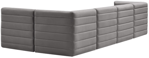 Quincy Velvet / Engineered Wood / Foam Contemporary Grey Velvet Modular Sectional - 126" W x 63" D x 30.5" H