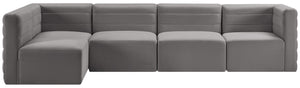 Quincy Velvet / Engineered Wood / Foam Contemporary Grey Velvet Modular Sectional - 126" W x 63" D x 30.5" H