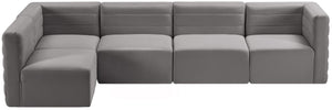 Quincy Velvet / Engineered Wood / Foam Contemporary Grey Velvet Modular Sectional - 126" W x 63" D x 30.5" H