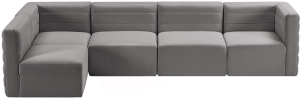 Quincy Velvet / Engineered Wood / Foam Contemporary Grey Velvet Modular Sectional - 126" W x 63" D x 30.5" H