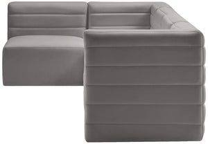 Quincy Velvet / Engineered Wood / Foam Contemporary Grey Velvet Modular Sectional - 126" W x 63" D x 30.5" H