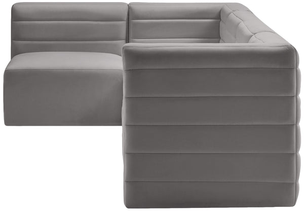 Quincy Velvet / Engineered Wood / Foam Contemporary Grey Velvet Modular Sectional - 126" W x 63" D x 30.5" H