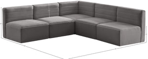 Quincy Velvet / Engineered Wood / Foam Contemporary Grey Velvet Modular Sectional - 95" W x 95" D x 30.5" H