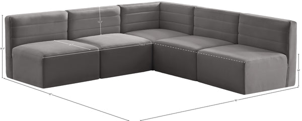 Quincy Velvet / Engineered Wood / Foam Contemporary Grey Velvet Modular Sectional - 95" W x 95" D x 30.5" H