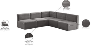 Quincy Velvet / Engineered Wood / Foam Contemporary Grey Velvet Modular Sectional - 95" W x 95" D x 30.5" H