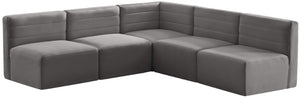 Quincy Velvet / Engineered Wood / Foam Contemporary Grey Velvet Modular Sectional - 95" W x 95" D x 30.5" H