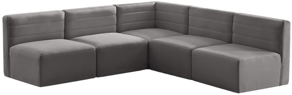 Quincy Velvet / Engineered Wood / Foam Contemporary Grey Velvet Modular Sectional - 95" W x 95" D x 30.5" H